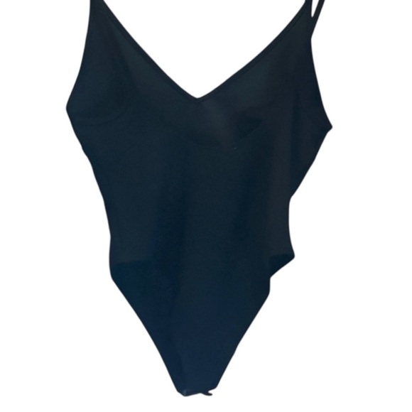 H&M. Black Vneck Camisole Bodysuit with Spaghetti Straps. Size Medium. - Picture 1 of 10